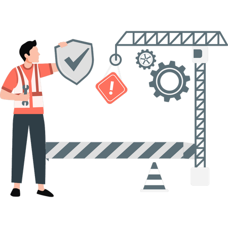 Garçon travaillant sur des travaux de construction  Illustration