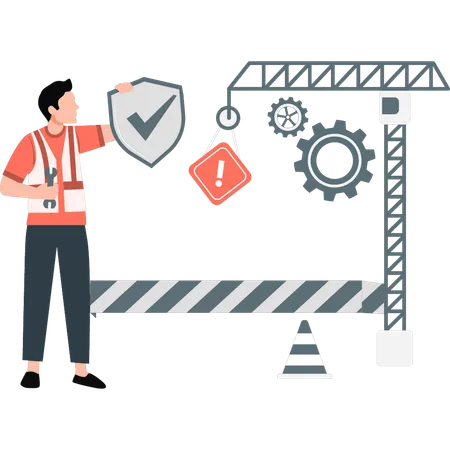 Garçon travaillant sur des travaux de construction  Illustration