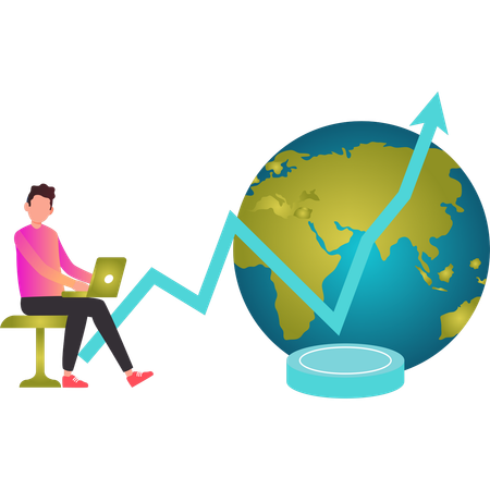 Garçon travaillant sur l'analyse commerciale  Illustration