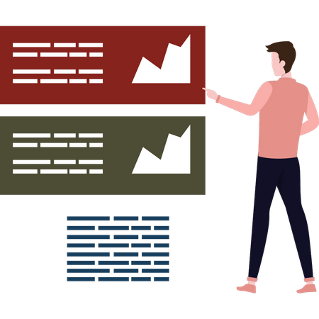 Garçon travaillant sur l'analyse commerciale  Illustration