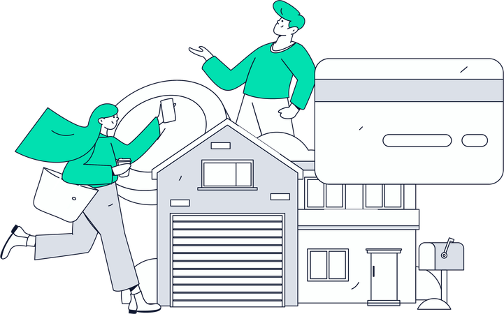 Garçon travaillant sur le budget immobilier  Illustration