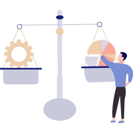 Garçon trouvant la valeur du diagramme circulaire  Illustration