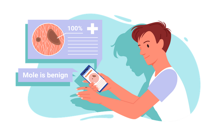 Garçon utilisant une application de soins de santé en ligne  Illustration