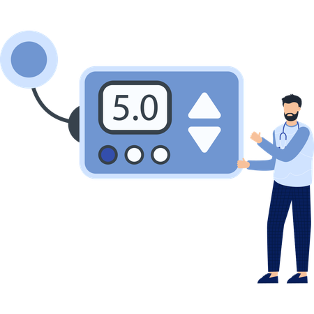 Garçon utilisant un appareil médical  Illustration