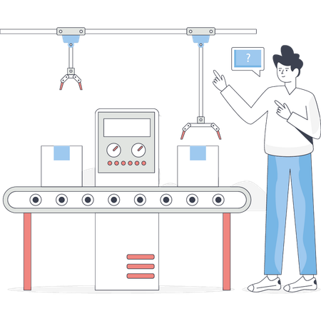 Un garçon utilise la technologie de l'entrepôt  Illustration