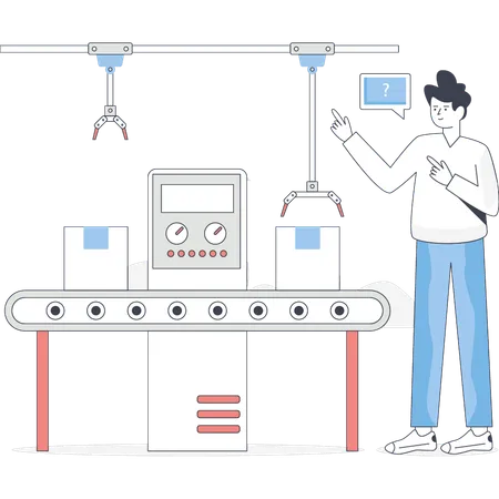 Un garçon utilise la technologie de l'entrepôt  Illustration