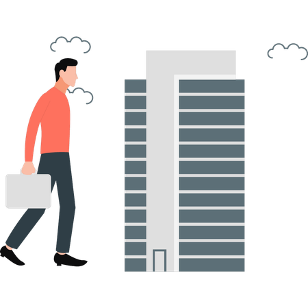 Garçon va au bureau  Illustration