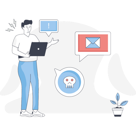 Garçon vérifiant le contenu du spam  Illustration