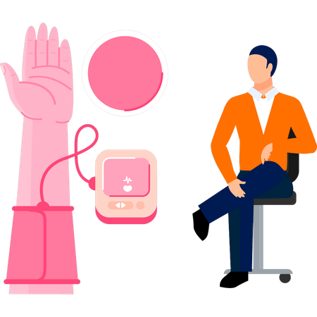 Garçon vérifiant la tension artérielle  Illustration