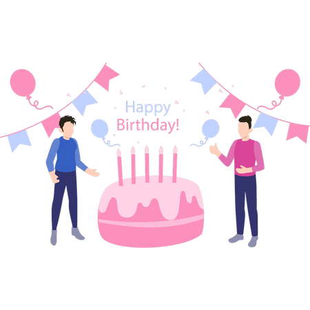 Garçons à la fête d'anniversaire  Illustration