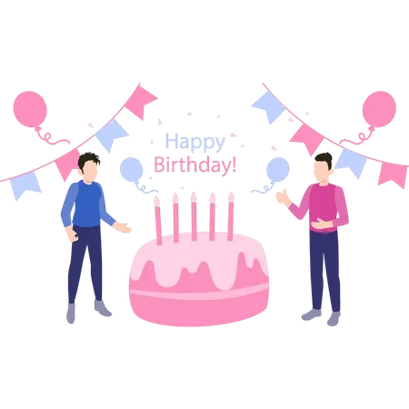 Garçons à la fête d'anniversaire  Illustration