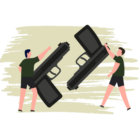 Garçons de l'armée avec pistolet  Illustration