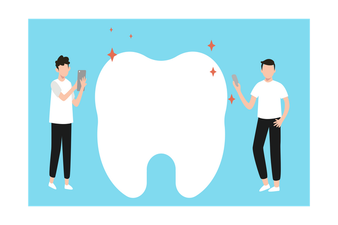 Garçons debout avec des dents  Illustration