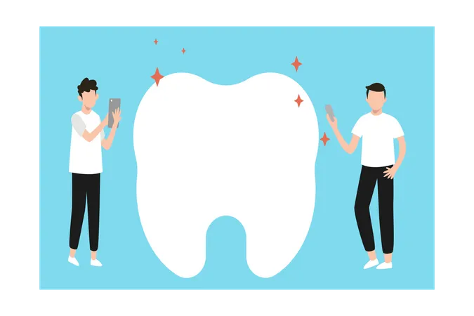 Garçons debout avec des dents  Illustration