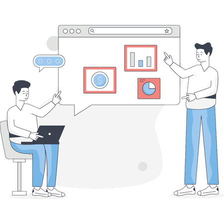 Des garçons font de l'analyse de données commerciales  Illustration