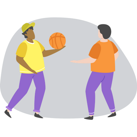 Garçons jouant au basket  Illustration