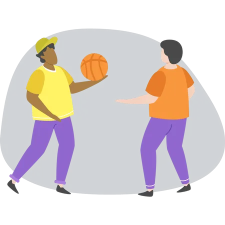 Garçons jouant au basket  Illustration