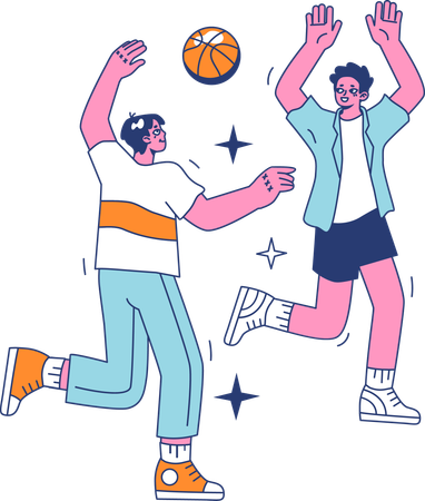 Garçons jouant au basket  Illustration