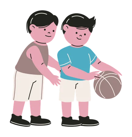 Garçons jouant au basket  Illustration