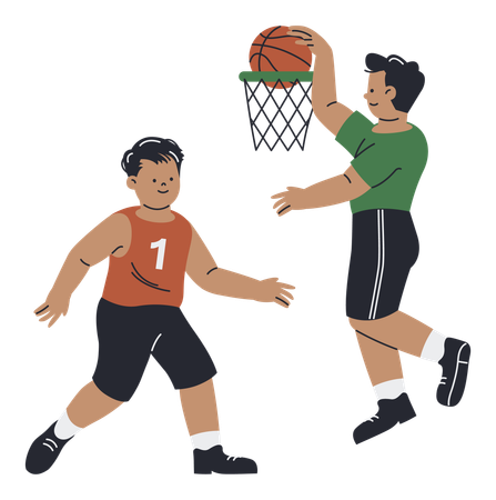 Garçons jouant au basket  Illustration