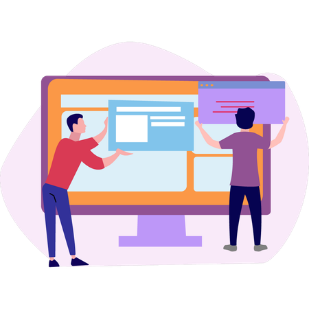 Garçons configurant le moniteur  Illustration