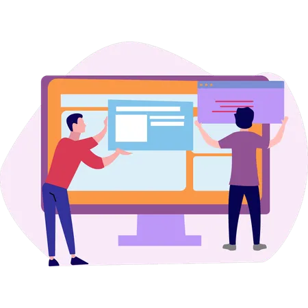 Garçons configurant le moniteur  Illustration