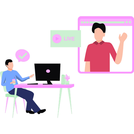 Garçons parlant en ligne lors d'un appel vidéo  Illustration