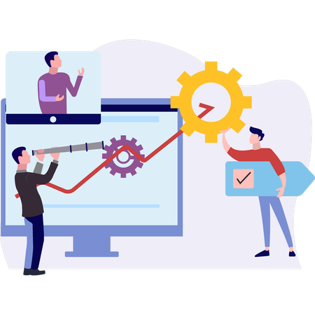 Garçons travaillant sur la configuration graphique  Illustration