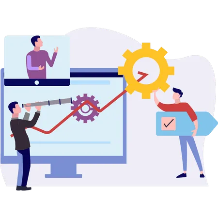 Garçons travaillant sur la configuration graphique  Illustration