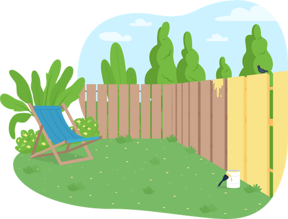 Garden fence painting Illustration