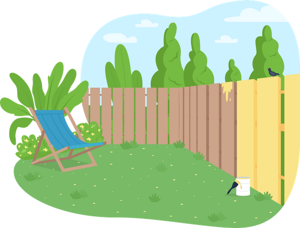 Garden fence painting  Illustration