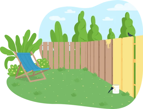 Garden fence painting  Illustration