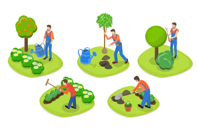 Garden Landscape Worker  Illustration