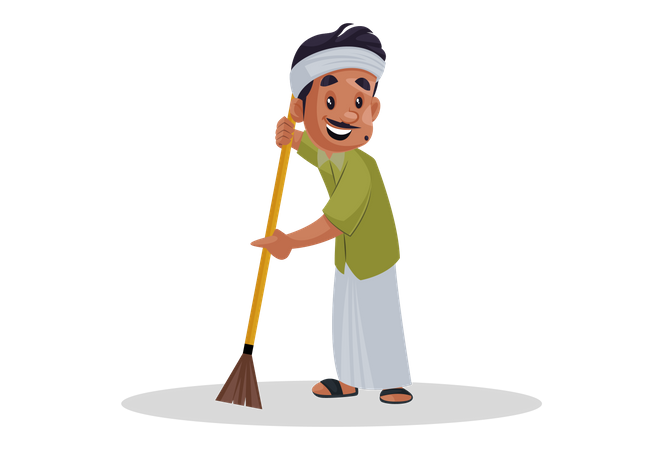 Gardener cleaning garden  Illustration