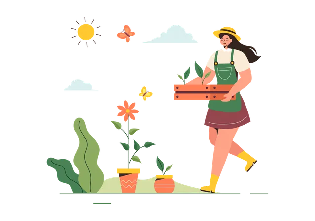 Gardener holding plant  Illustration