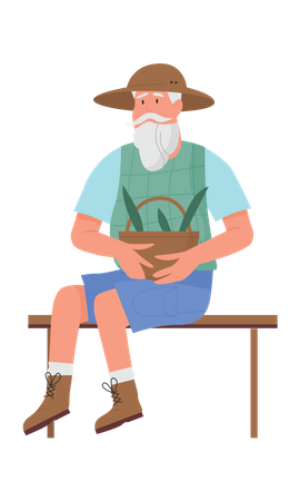 Gardener man poses14  Illustration