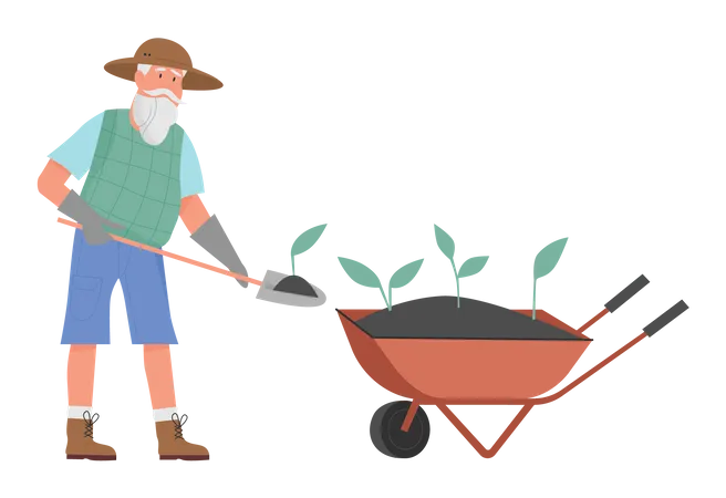 Gardener man poses17  Illustration