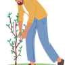 illustration gardener planting tree