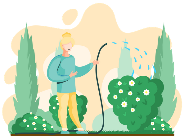 Gardener watering plants  Illustration