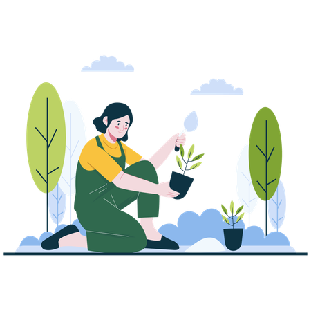 Gardening and Reforestation  Illustration