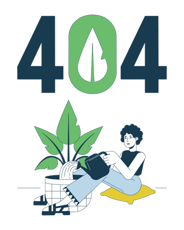 Gardening houseplant 404 flash message  Illustration