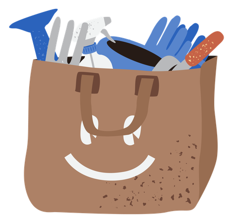 Gardening tools bag  Illustration