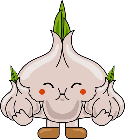 Garlic Mascot eating Garlic  Illustration