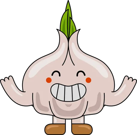 Garlic Mascot raising hands  Illustration