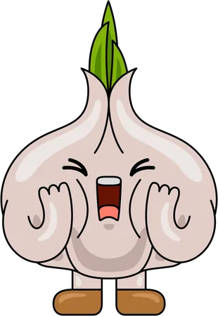 Garlic Mascot shouting  Illustration