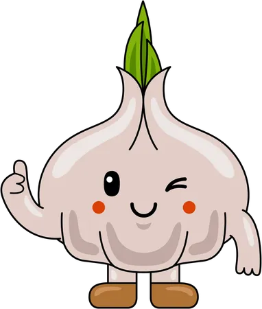 Garlic Mascot showing thumbs up  Illustration