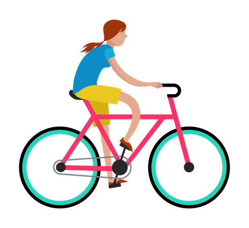 Menina andando de bicicleta  Ilustração