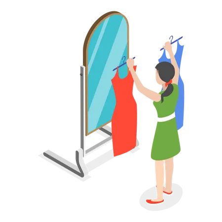 Garota ao lado do espelho  Ilustração