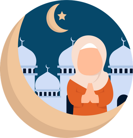 Garota árabe em pose de oração  Ilustração