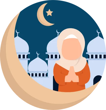 Garota árabe em pose de oração  Ilustração